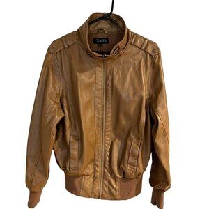 toxik brown faux leather bomber jacket womens sz 1X